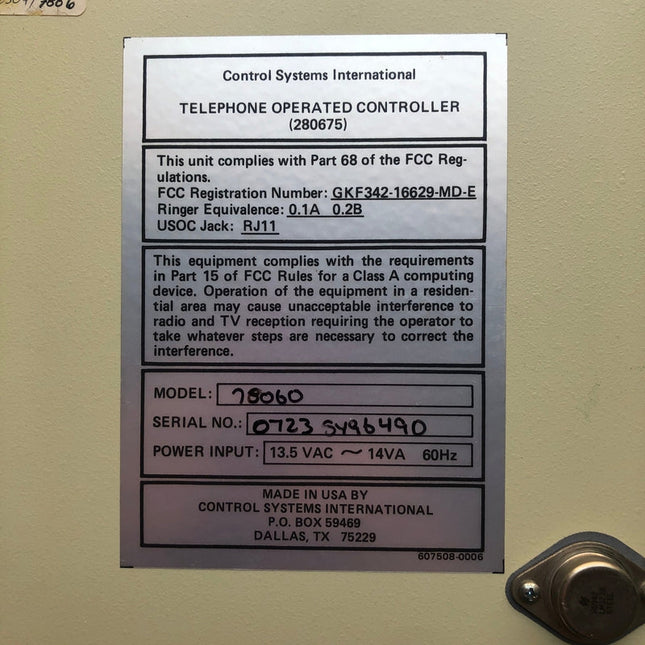CSI 78060 Telephone Operated Controller | Refurbished
